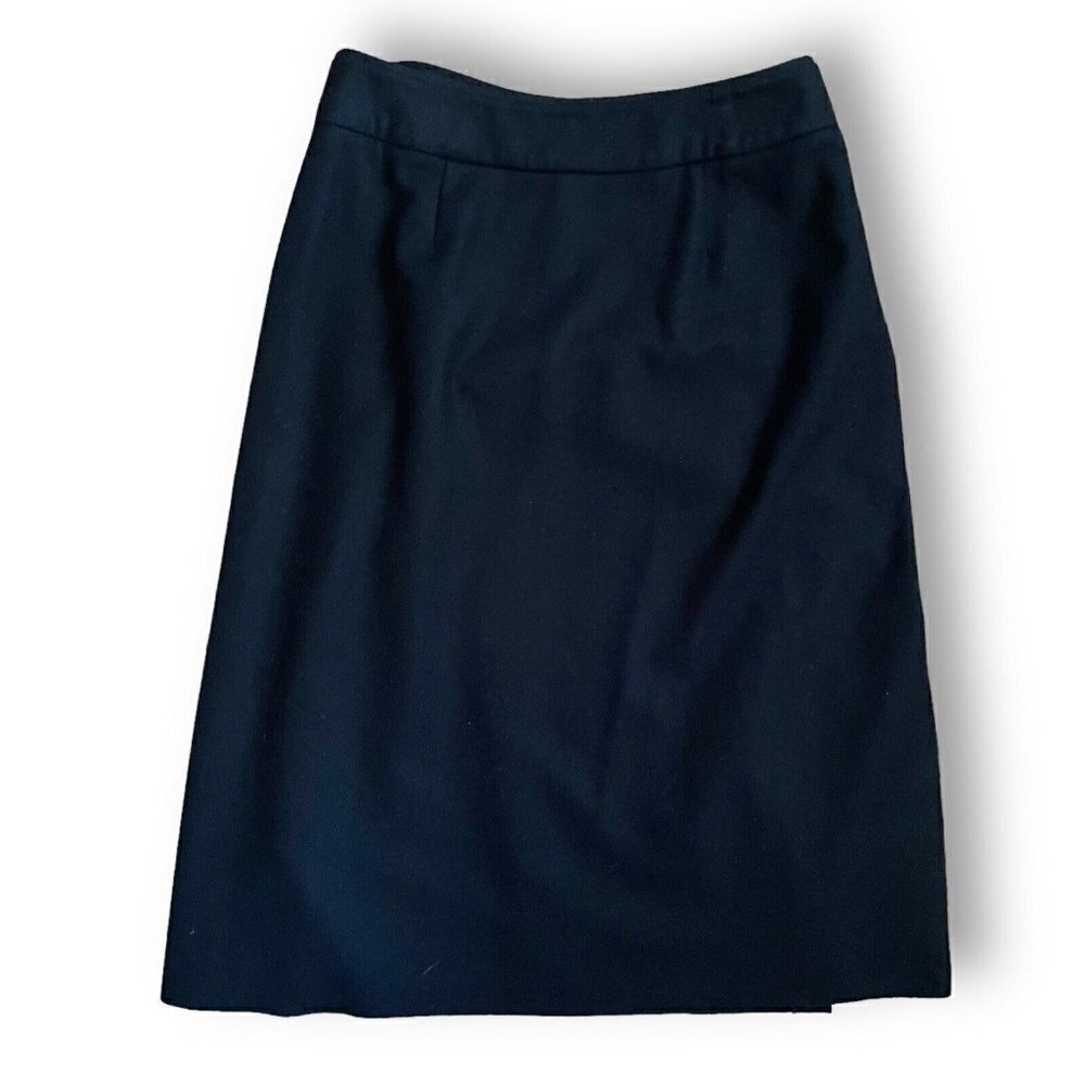 Garnet Hill Womens Wrap Skirt 6P 6 Petite Black Wool Cashmere Midi Minimalist - Picture 6 of 8